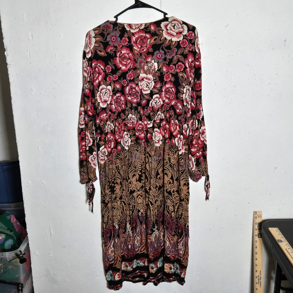 Angie Floral Paisley Open Front Midi Dress Large Boho Cottage Romantic Hippie - Picture 2 of 8